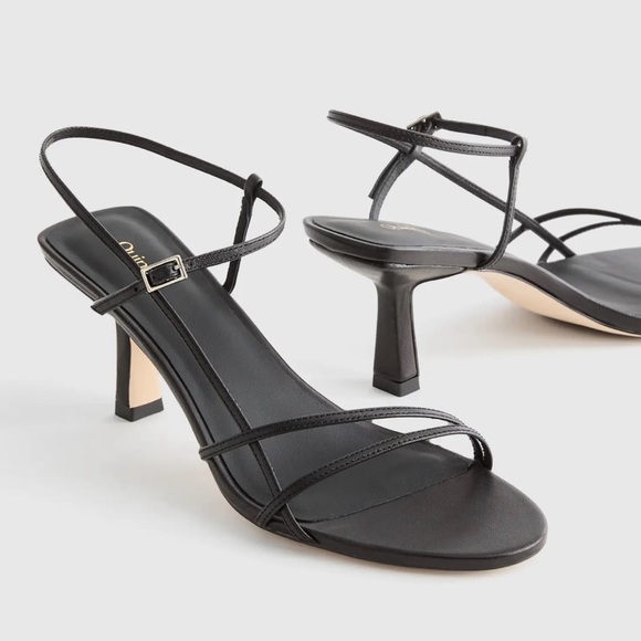 New Quince Women’s Leather Black Strappy Heels Size 10 - Picture 4 of 9